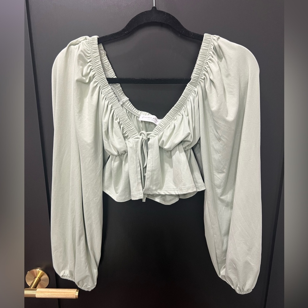 Frankie Phoenix Elegant Women's Sage Green Top - Picture 4 of 11